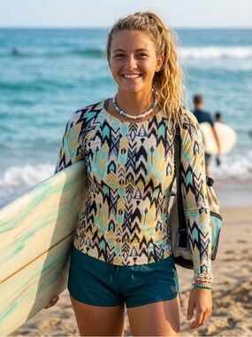 Billabong Totally 80’s Long Sleeve Rashguard Multicolor Size Large